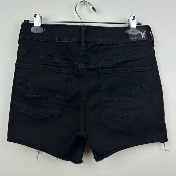 American Eagle Black Hi Rise Shortie Shorts Size 10 - Picture 2 of 10